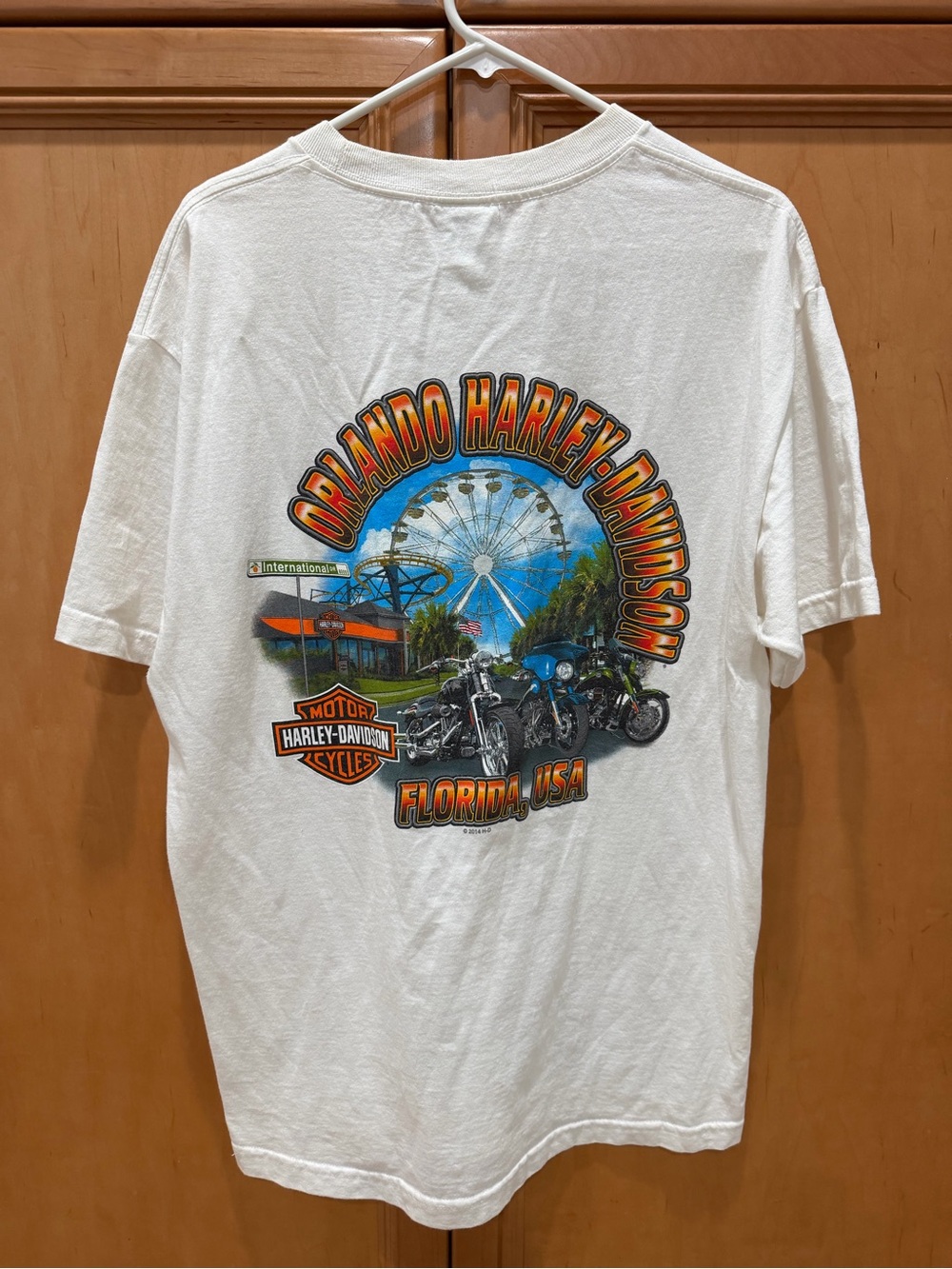 Harley Davidson Orlando FL, white short sleeve tee shirt